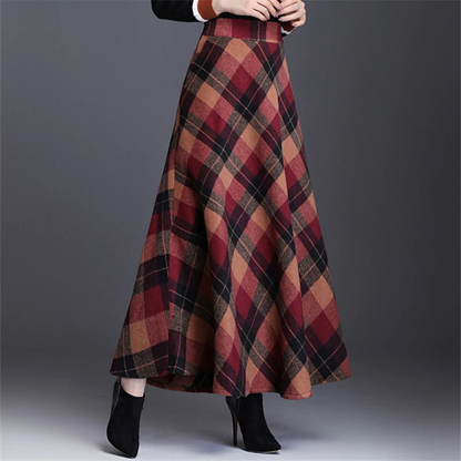 Neophil Woolen Warm S-3XL Thick Plaid Skirts  Winter Women England Style Pockets Midi Pleated A-Line Wool Tartan Skirt S9216